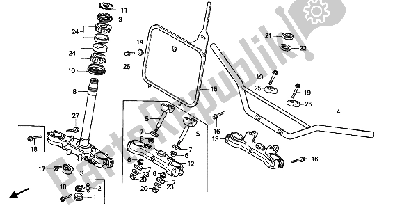 Todas las partes para Tubo De Manija Y Puente Superior Y Vástago De Dirección de Honda CR 125R 1986