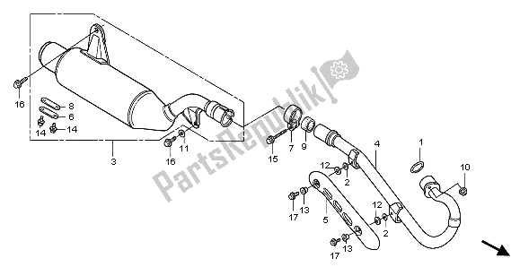 All parts for the Exhaust Muffler of the Honda TRX 300 EX Fourtrax 2004