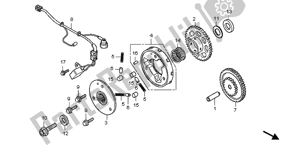 Tutte le parti per il Generatore Di Impulsi E Frizione Di Avviamento del Honda VTR 250 2009