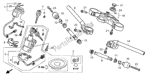 Alle onderdelen voor de Handvatpijp & Hoogste Brug van de Honda CBR 1000 RR 2009