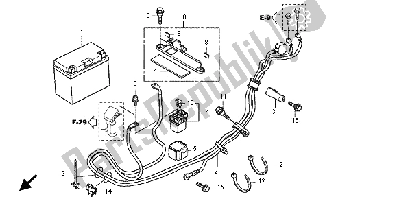 All parts for the Battery of the Honda SH 300R 2012