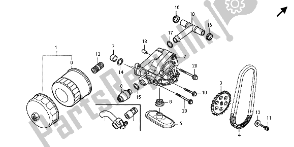 All parts for the Oil Pump of the Honda VT 750 CS 2012