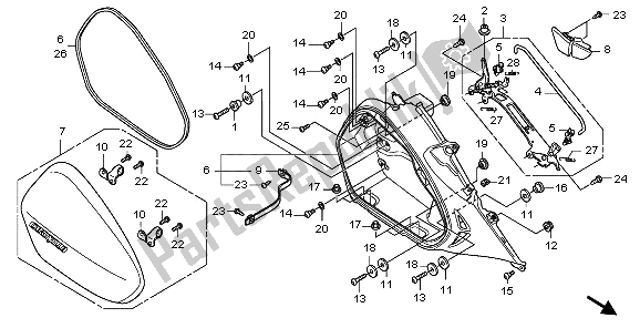 All parts for the R. Saddlebag of the Honda NT 700 VA 2006