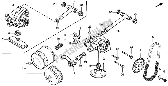 All parts for the Oil Filter & Oil Pump of the Honda XL 600V Transalp 1993