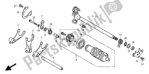 All parts for the Gear Shift Drum of the Honda NC 700X 2012