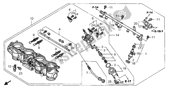 Alle onderdelen voor de Gasklephuis van de Honda CBR 600F 2003