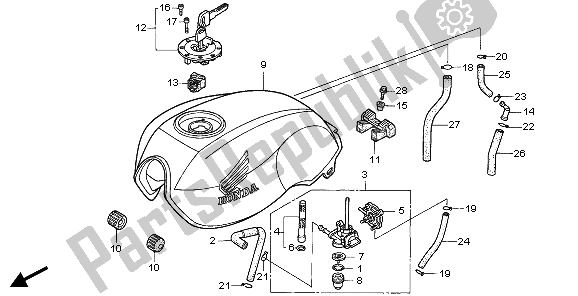 All parts for the Fuel Tank of the Honda CB 750F2 1995