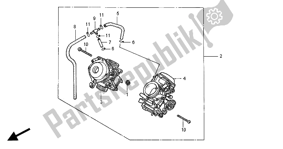 Alle onderdelen voor de Carburateur (assy.) van de Honda VT 750C 2000