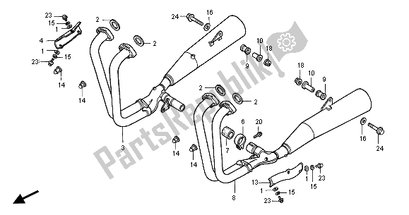 All parts for the Exhaust Muffler of the Honda CB 750F2 2001