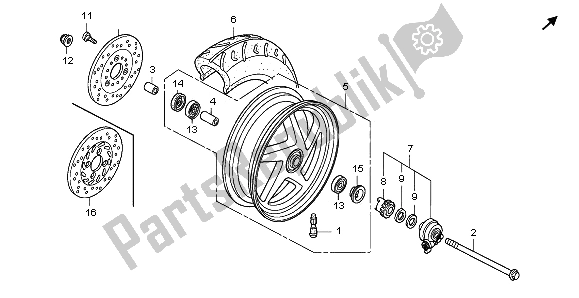 Tutte le parti per il Ruota Anteriore del Honda NHX 110 WH 2012