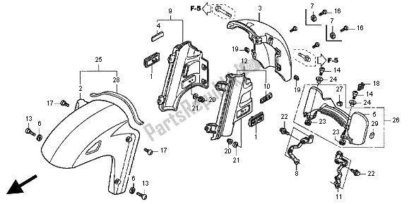 Tutte le parti per il Parafango Anteriore del Honda GL 1800 2012