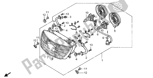 All parts for the Headlight (uk) of the Honda CBR 1000F 1996