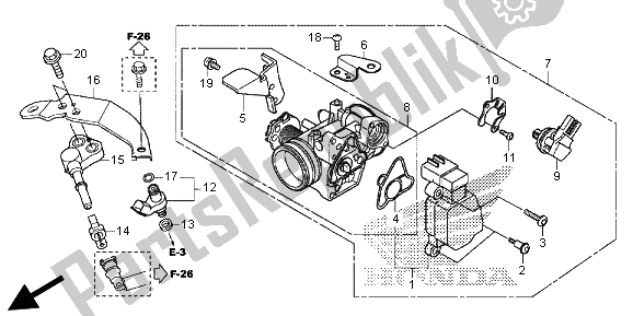 Toutes les pièces pour le Corps De Papillon Et Injecteur De Carburant du Honda SH 300 2013