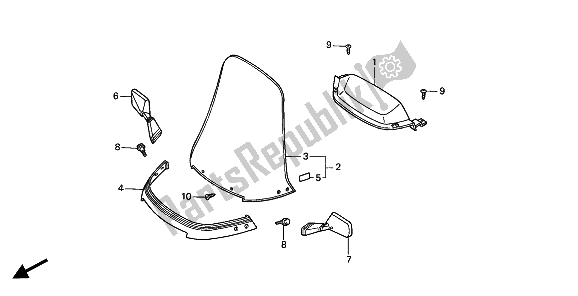 All parts for the Meter Visor & Wind Screen of the Honda CN 250 1 1994