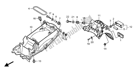 All parts for the Rear Fender of the Honda CBF 1000 FTA 2010