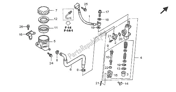 All parts for the Rr. Brake Master Cylinder of the Honda VFR 800A 2005