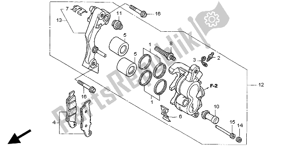 All parts for the Front Brake Caliper of the Honda CR 125R 2002