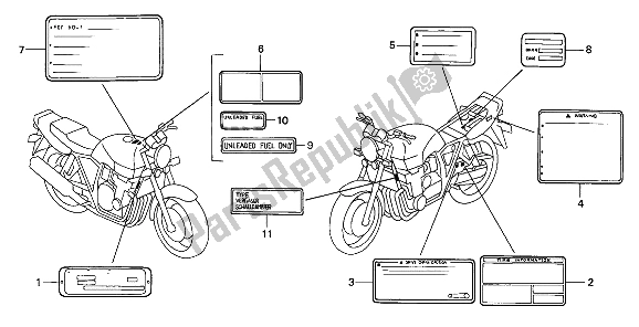 Tutte le parti per il Etichetta Di Avvertenza del Honda CB 1000F 1994