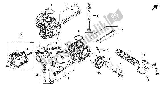 Todas as partes de Carburador (peças Componentes) do Honda GL 1500A 1996