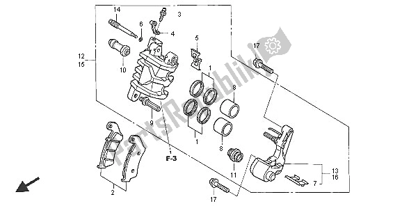 All parts for the Front Brake Caliper of the Honda TRX 450R Sportrax 2005