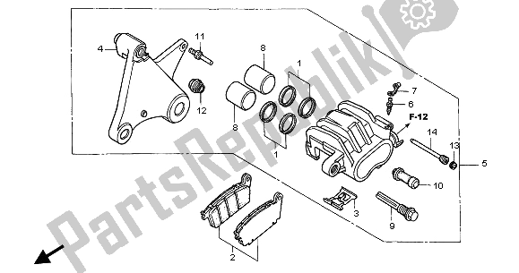 Tutte le parti per il Pinza Freno Posteriore del Honda GL 1500C 2002