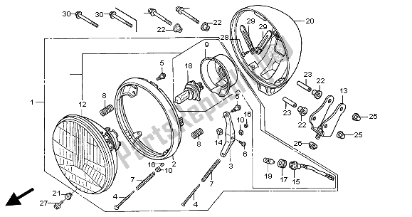 Alle onderdelen voor de Koplamp (eu) van de Honda VT 125C 2004