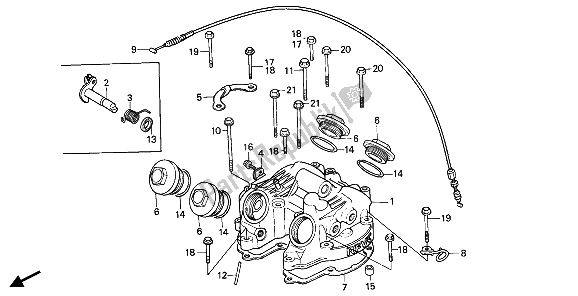 Alle onderdelen voor de Kleppendeksel van de Honda XBR 500 1985