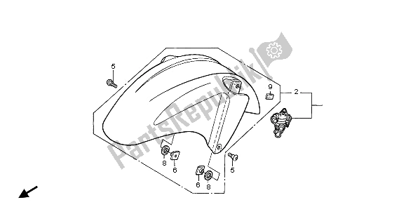 Alle onderdelen voor de Voorspatbord van de Honda CBR 600F 2003