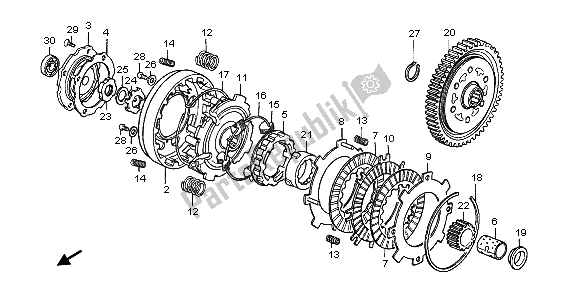 All parts for the Clutch of the Honda CRF 70F 2007