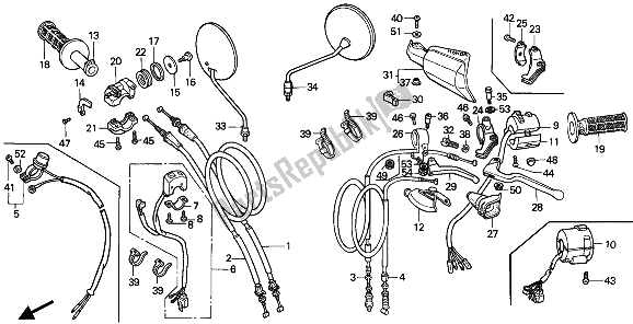 Todas las partes para Manejar Palanca E Interruptor Y Cable de Honda XR 600R 1991