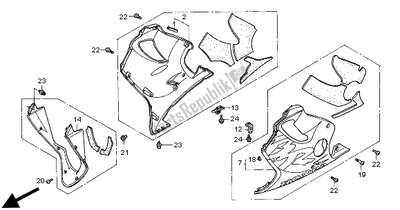 Alle onderdelen voor de Onderste Kap van de Honda CBR 600F 2000