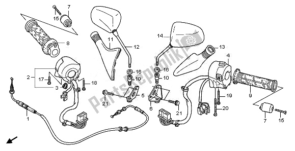 Wszystkie części do Prze?? Cznik I Kabel I Lustro Honda FES 125A 2010