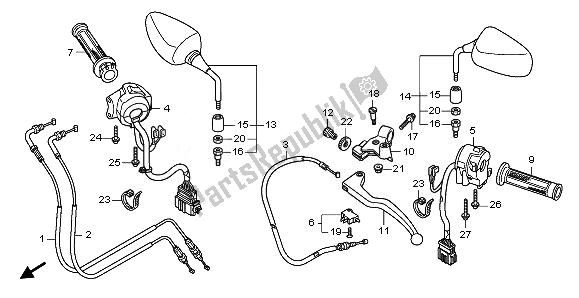 Tutte le parti per il Maniglia Leva E Interruttore E Cavo del Honda CB 600F Hornet 2010