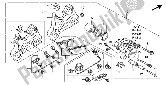 All parts for the Rear Brake Caliper of the Honda CBF 600S 2007