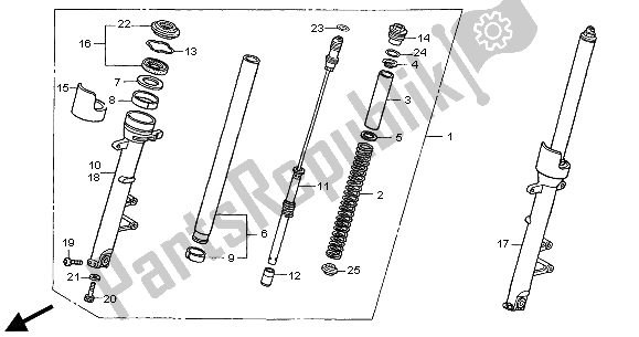 Toutes les pièces pour le Fourche Avant du Honda CB 900F Hornet 2004