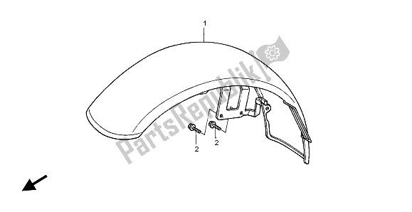 All parts for the Front Fender of the Honda VT 600C 1996