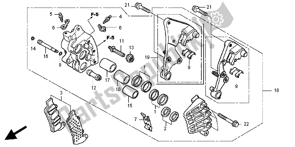 All parts for the R. Front Brake Caliper of the Honda GL 1800 2012