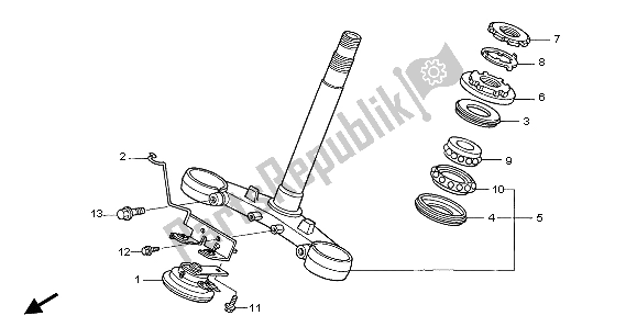 All parts for the Steering Stem of the Honda VFR 800 FI 1999