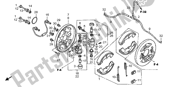 Tutte le parti per il Pannello Freno Anteriore del Honda TRX 500 FA Fourtrax Foreman 2004