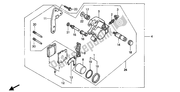 All parts for the Front Brake Caliper of the Honda CR 80R 1991