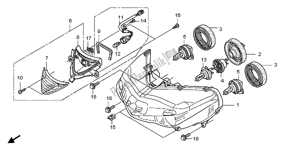 Tutte le parti per il Faro (uk) del Honda NSA 700A 2008