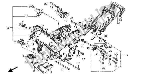 Alle onderdelen voor de Frame Lichaam van de Honda NSR 125R 2001