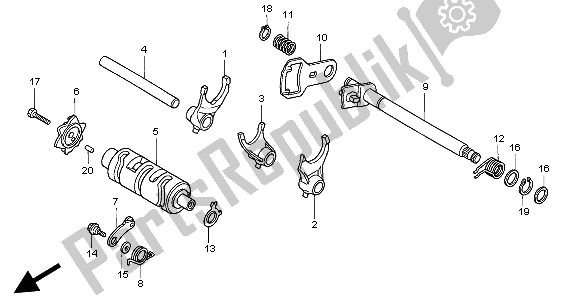All parts for the Gearshift Drum of the Honda CLR 125 1998