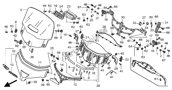 All parts for the Windscreen of the Honda GL 1800A 2004