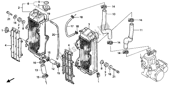 All parts for the Radiator of the Honda CR 500R 1 1992