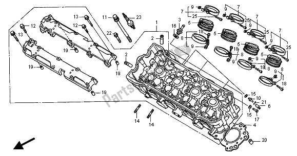 All parts for the Cylinder Head of the Honda CB 600F Hornet 2001