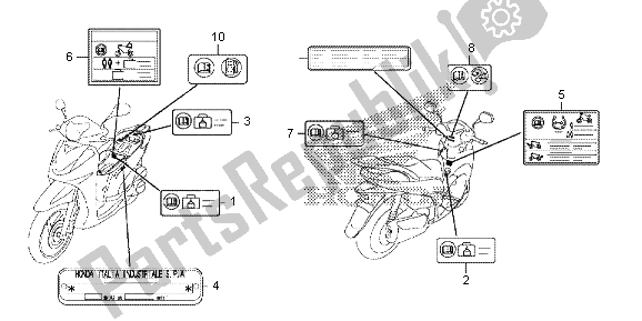 Tutte le parti per il Etichetta Di Avvertenza del Honda SH 300R 2013