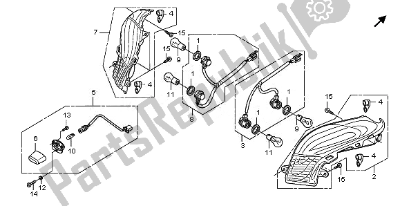All parts for the Rear Combination Light of the Honda FES 125A 2010