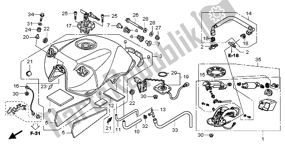 All parts for the Fuel Tank of the Honda CBF 600 SA 2009