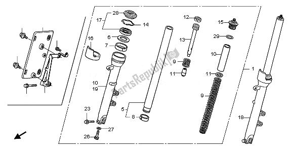 All parts for the Front Fork of the Honda CBF 1000 FA 2011